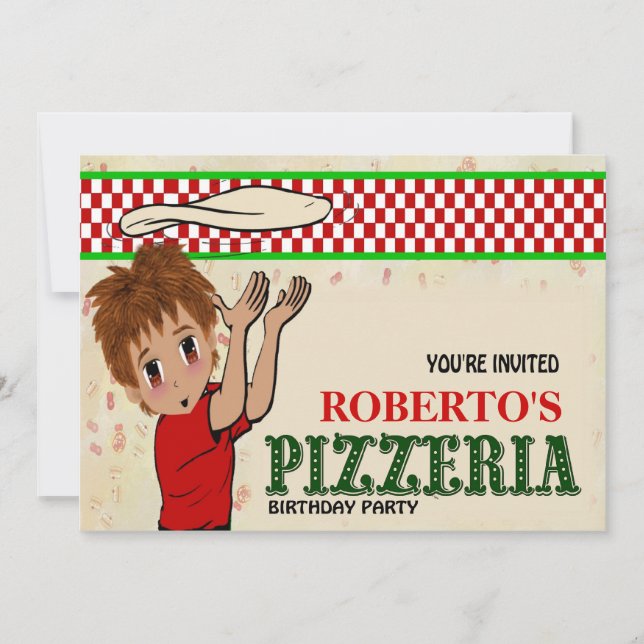 Robertos Pizzeria-Party Einladung (Vorderseite)