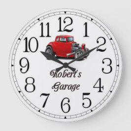 Robert's Frisierte Auto Garage Große Wanduhr