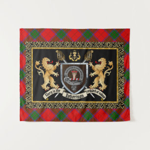 Robertson Clan Abzeichen & Motto w/Lions  Wandteppich
