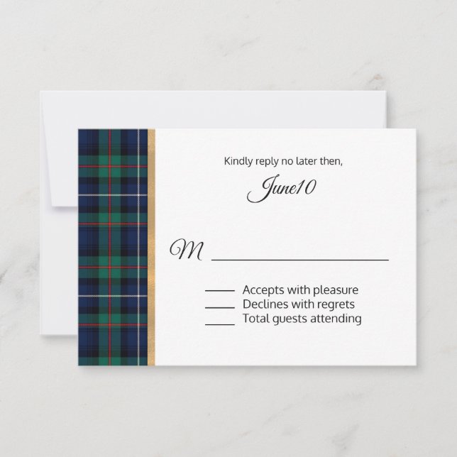 Robertson Kariert Wedding RSVP Karte (Vorderseite)