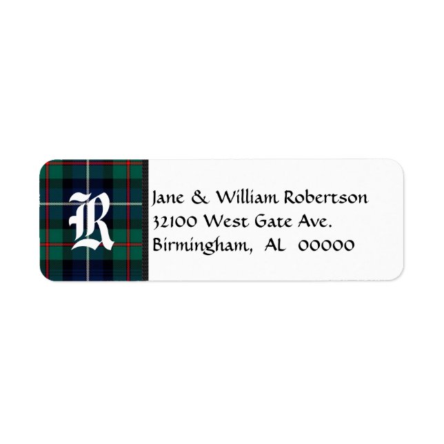 Robertson Tartan Kariert Monogram Address Labels (Vorne)