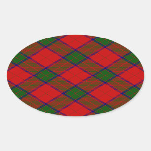 Robertson tartan rot kariert ovaler aufkleber