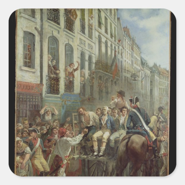 Robespierre und Saint-Just Quadratischer Aufkleber (Vorderseite)