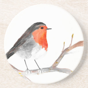 Robin Aquarell Weihnachten niedlich Festlich Getränkeuntersetzer