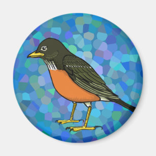 Robin auf Blau Magnet