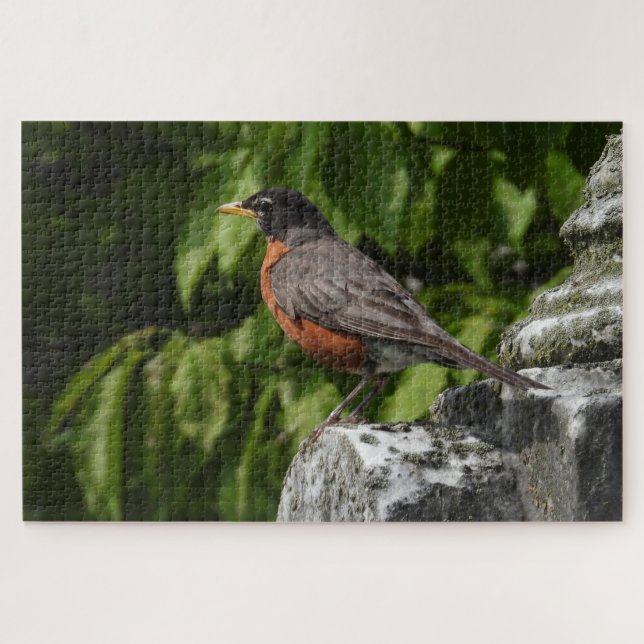 Robin auf einem Headstone Puzzle (Horizontal)