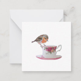 Robin auf einer Teacup Postcard Style Note Card Mitteilungskarte