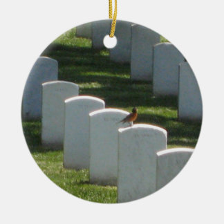 Robin auf Grabstein Keramikornament