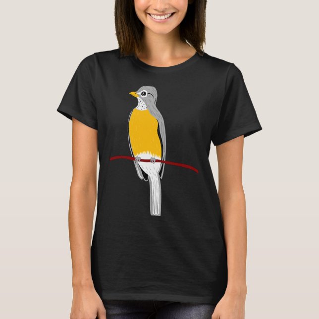 Robin Bird auf Baumzweig T-Shirt (Vorderseite)