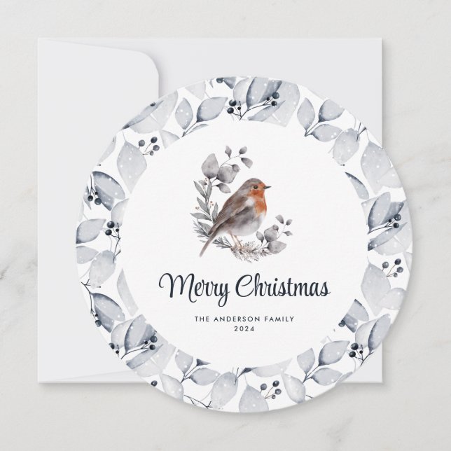 Robin Bird Classic Frohe Weihnachtskarte Feiertagskarte (Vorderseite)