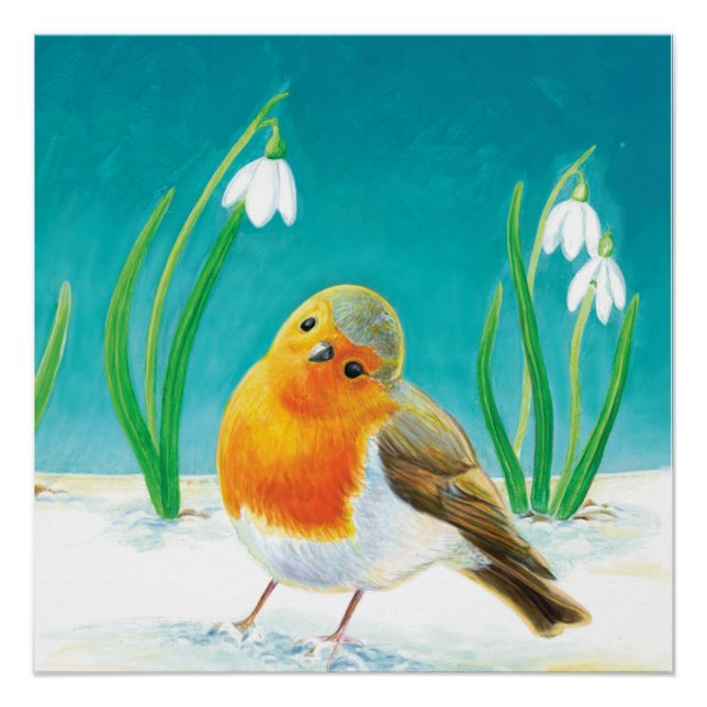 Robin Bird - Erithacus rubecula Poster (Vorderseite)