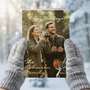 Robin Bird Happy Holidays Foto Foil Faltkarte