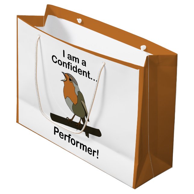 Robin Bird ich bin ein selbstsicherer Darsteller L Große Geschenktüte (Vorderseite Schrägansicht)