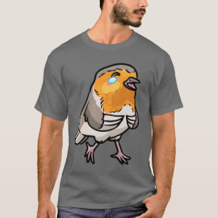 Robin Bird Kawaii Emoticon Retro T-Shirt