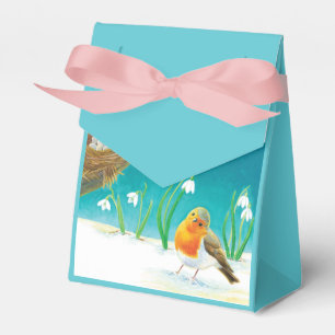 Robin Bird, Nest, Little Eggs & Snowdrops Geschenkschachtel