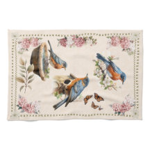 Robin Bird Peach Damask