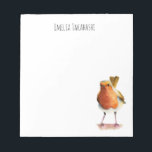 Robin Bird Wasserfarbe Malerei mit Namen Notizblock<br><div class="desc">Das ist ein Aquarellbild eines Rotkehlchens auf einem Baumzweig. Es ist Schwanz in der Luft. Passen Sie dieses Produkt an,  indem Sie oben Ihren Namen hinzufügen. Der Vogel wurde von NamiBear Art Studio handgemalt ©Namibear</div>