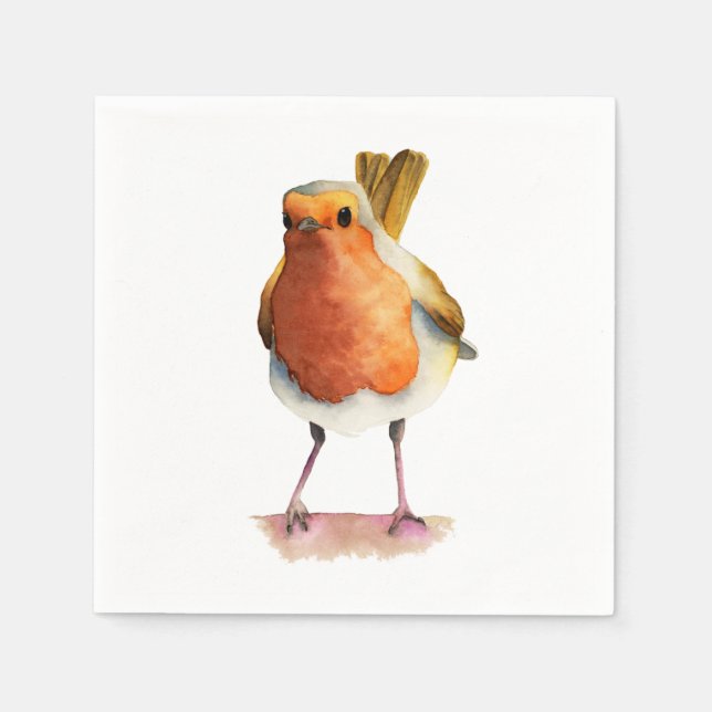 Robin Bird Watercolor Painting Serviette (Vorderseite)