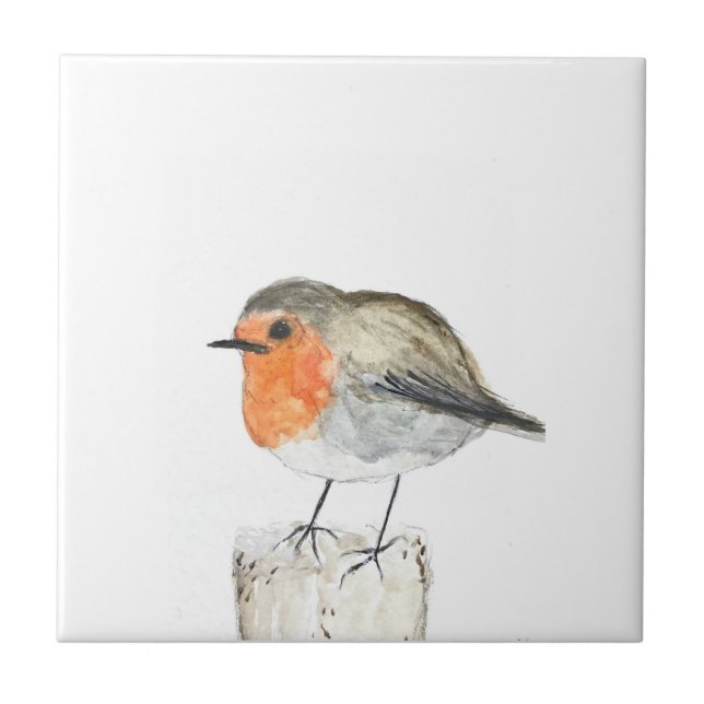 Robin Bird Wildlife Vintage Farbe Fliese (Vorderseite)