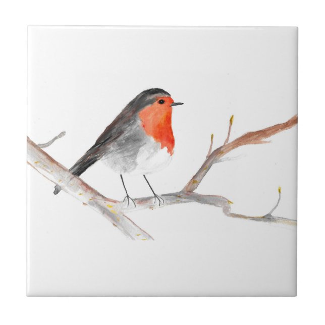 Robin Bird Wildlife Vintage Farbe Fliese (Vorderseite)