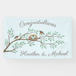Robin Birds Nest Eggs Spring Baby Dusche Banner