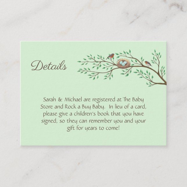 Robin Birds Nest Eggs Spring Baby Dusche Begleitkarte (Vorderseite)