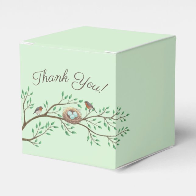 Robin Birds Nest Eggs Spring Baby Dusche Geschenkschachtel (Vorderseite)