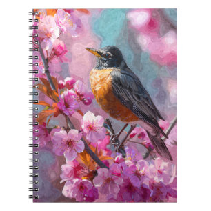 Robin Cherry Blossom-Notebook Notizblock