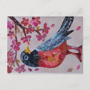 Robin - collage art postkarte