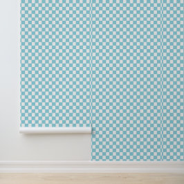 Robin Egg Blau mit weißem Quadrat Muster 2x12 Zoll Tapete
