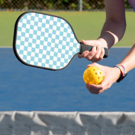Robin Egg Blau mit weißem Quadrat Muster Pickleball Schläger