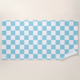 Robin Egg Blau mit weißem Quadrat Muster Strandtuch