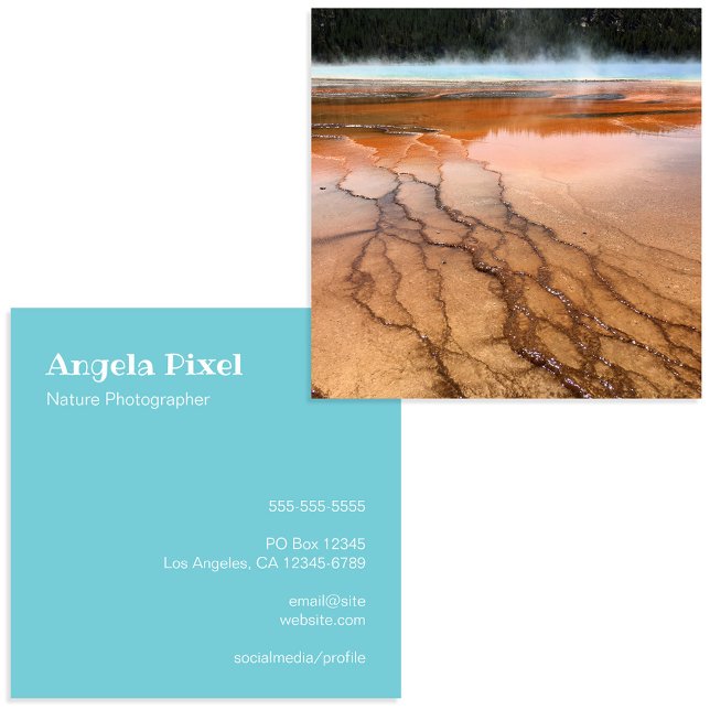 Robin Egg Blau und Weiße Fotografie Quadratische Visitenkarte (Robin Egg Blue and White Photography Square Business Card)