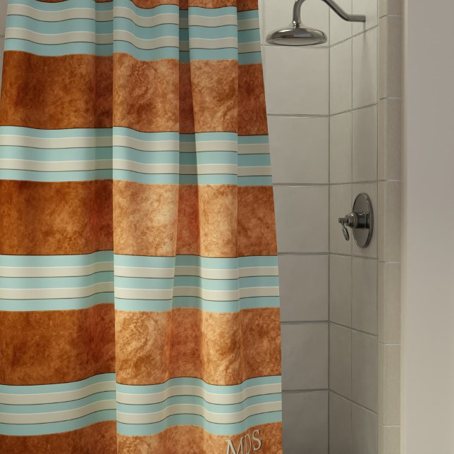Robin Egg Blue Copper Stripes Duschvorhang (Robin Egg Blue Copper Stripes Shower Curtain just for you)