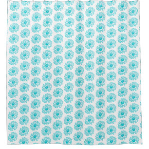 Robin Egg Blue Daisy Print, Hippie Blume Muster Duschvorhang