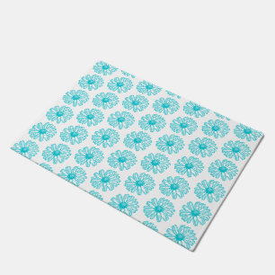 Robin Egg Blue Daisy Print, Hippie Blume Muster Fußmatte