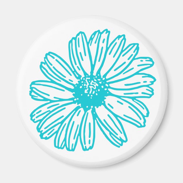 Robin Egg Blue Daisy Print, Hippie Blume Muster Magnet (Vorne)