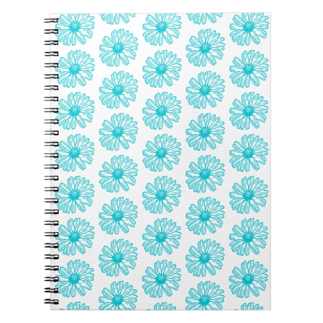 Robin Egg Blue Daisy Print, Hippie Blume Muster Notizblock (Vorderseite)