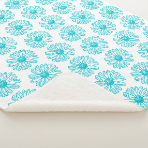 Robin Egg Blue Daisy Print, Hippie Blume Muster Sherpadecke