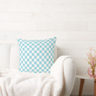 Robin Egg Blue mit White Square Muster 20" Sqr Kissen