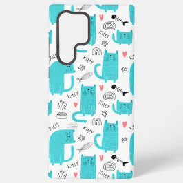 Robin Egg Blue Niedlich Cat Pattern Samsung Galaxy Hülle