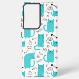 Robin Egg Blue Niedlich Cat Pattern Samsung Galaxy Hülle