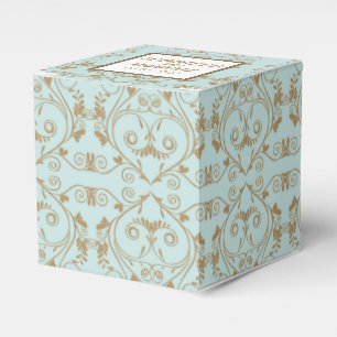 Robin Egg Blue und Gold Damask Wedding Geschenkschachtel