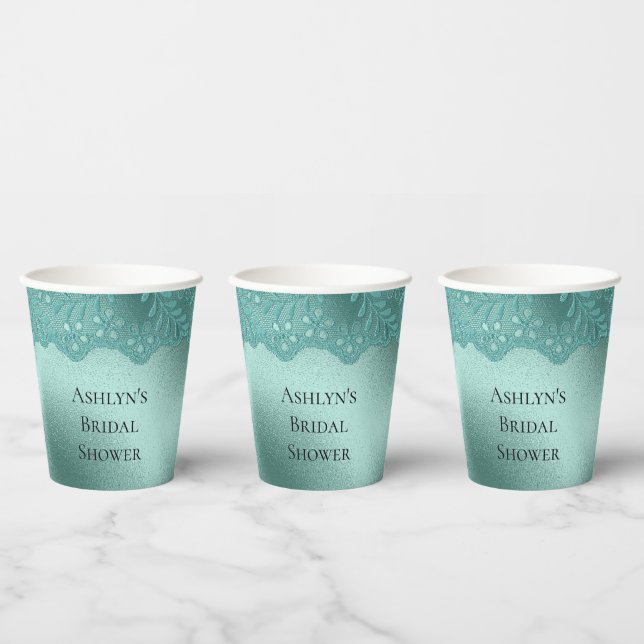Robin Egg Green Lace Brautparty Pappbecher (Multi)