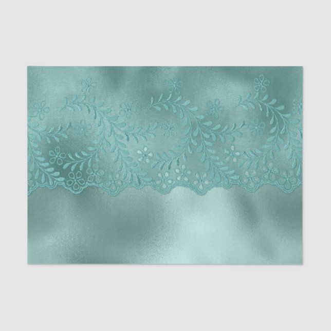 Robin Egg Green Lace Brautparty Seidenpapier (Vorderseite)