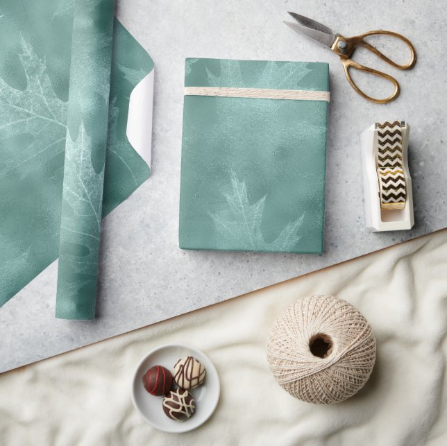 Robin Egg Green Leaf Geschenkpapier (Kunsthandwerk)