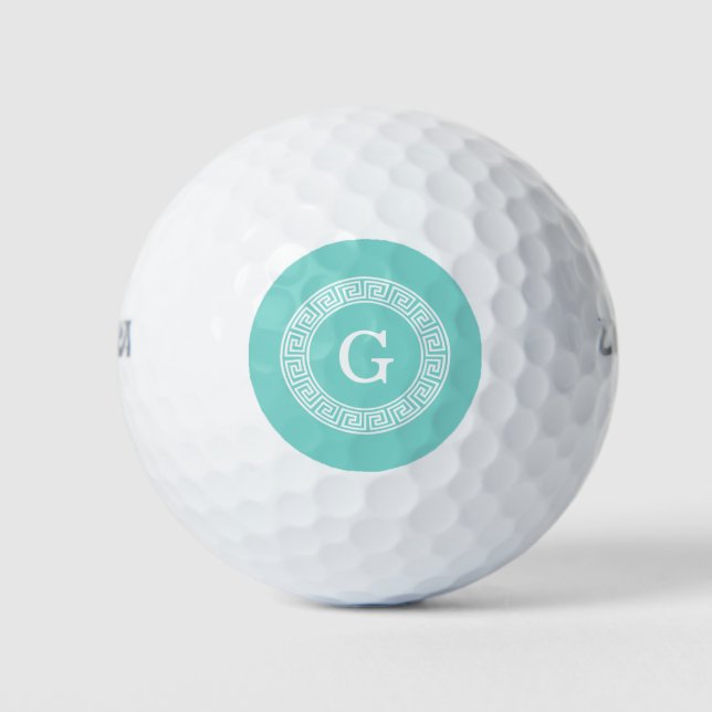 Robin Egg Welch griechischer Schlüsselrahmen Initi Golfball (Vorderseite)
