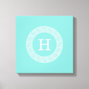 Robin Egg Welch griechischer Schlüsselrahmen Initi Leinwanddruck