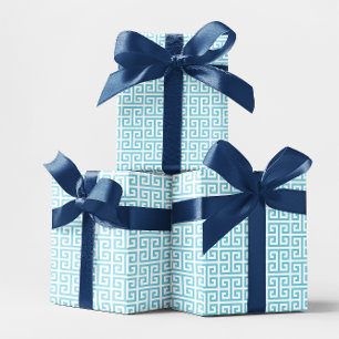 Robin-Ei-Blau und Weiß Griechisches Schlüssel-Must Geschenkpapier