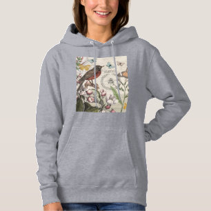 Robin Elegant Bird Butterfly Französische Kunst Hoodie